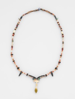 Necklace, before 1532. Peru. Bone and beads; overall: 71.2 cm (28 1/16 in.); pendant: 4.6 cm (1