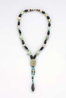 Necklace, before 1532. Peru. Polished stone beads; overall: 85.1 cm (33 1/2 in.); pendant: 3.6 cm