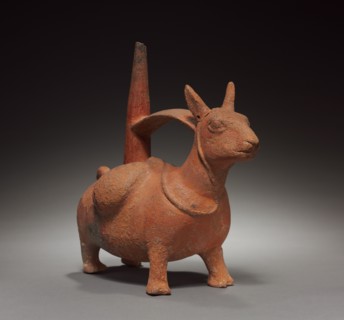 Llama with Packs, before 1532. Peru, Chimu or Inca. Pottery; overall: 25.9 x 26.2 x 14.8 cm (10