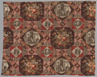 Roller Printed Cotton Textile, 19th century. America, 19th century. Plain cloth, roller printed: