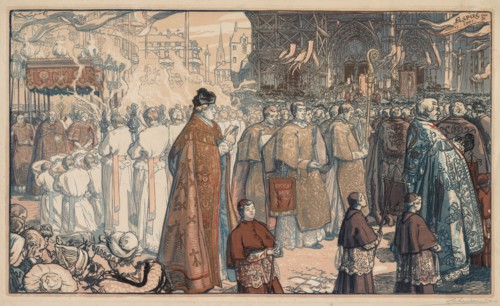 La Procession de la Fête-Dieu à Nantes, 1901. Auguste Louis Lepère (French, 1849-1918). Chiaroscuro