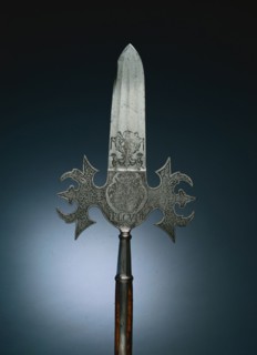 Partisan, 1729-1732. Germany, 18th century. Steel, etched, haft broken; overall: 29.1 cm (11 7/16