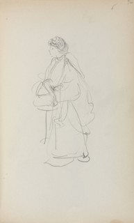 Italian Sketchbook: Standing Woman Holding a Satchel (page 56), 1898-1899. Maurice Prendergast