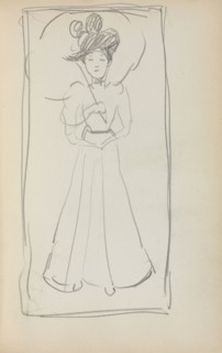 Italian Sketchbook: Standing woman with parasol (page 233), 1898-1899. Maurice Prendergast