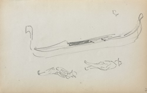 Italian Sketchbook: Gondola and Two Gondoliers (page 14), 1898-1899. Maurice Prendergast (American,