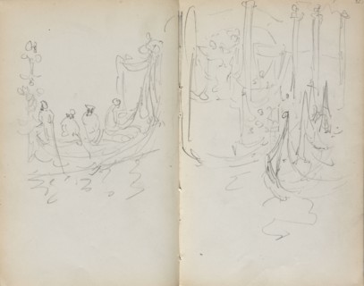 Italian Sketchbook: Venetian Harbor View (page 31 & 32), 1898-1899. Maurice Prendergast (American,