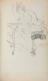 Italian Sketchbook: Seated Woman Sewing (page 153), 1898-1899. Maurice Prendergast (American,