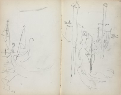 Italian Sketchbook: Venetian Harbor View (page 33 & 34), 1898-1899. Maurice Prendergast (American,