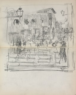 Italian Sketchbook: Bridge with Figures (page 93 & 94), 1898-1899. Maurice Prendergast (American,
