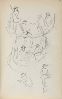 Italian Sketchbook: Two Gondolas with figures, 1898-1899. Maurice Prendergast (American, 1858-1924)