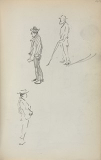 Italian Sketchbook: Three Standing Men (page 44), 1898-1899. Maurice Prendergast (American,