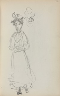Italian Sketchbook: Standing Woman, face (page 52), 1898-1899. Maurice Prendergast (American,