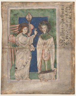 Leaf from a Psalter(?): Annunciation (recto); Leaf from a Psalter: Nativity (verso), early 13th