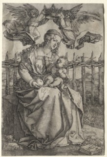 The Virgin Crowned by Two Angels, 1518. Albrecht Dürer (German, 1471-1528). Engraving
