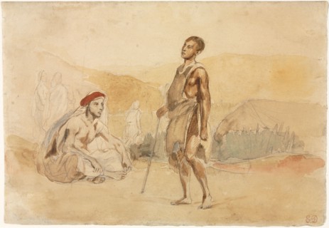 Moroccans in the Countryside, 1832. Eugène Delacroix (French, 1798-1863). Watercolor over graphite;