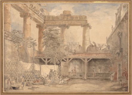 Roman Ruins, Villa Pamfili, 1774. Hubert Robert (French, 1733-1808). Pen and black ink and
