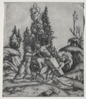 Cupid and three Putti, 1506. Marcantonio Raimondi (Italian, 1470/82-1527/34). Engraving