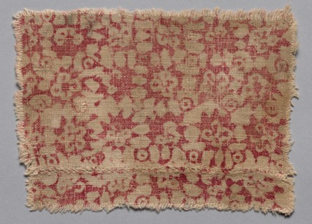 Fragment, 1100s - 1300s. India, 12th-14th century. Woodblock print on cotton; overall: 19.1 x 13.7