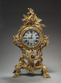 Clock, c. 1750. France, 18th century. Gilt bronze; overall: 93 x 49.5 x 36.3 cm (36 5/8 x 19 1/2 x