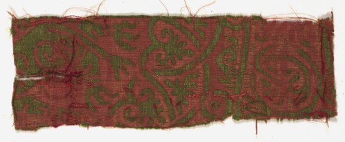 Silk Fragment, 13th century. Spain, Islamic period or Mudejar, 13th century. Lampas weave,