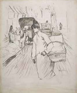The Laundress, 1888. Henri de Toulouse-Lautrec (French, 1864-1901). Black and gray wash with white
