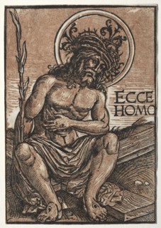 Man of Sorrows Seated on the Cross, c. 1522. Hans Weiditz (German, c. 1495-c. 1536). Chiaroscuro