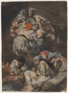 Figures, 1850-1860. Eugenio Lucas Velázquez (Spanish, 1817-1870). Watercolor; sheet: 21.7 x 15.6 cm