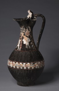 Ribbed Oinochoe (Wine Jug), c. 300-275 BC. South Italy, Greece, early 3rd Century BC. Red-figure
