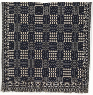 Coverlet, 1840. America, Ohio, Clinton County, Port William, 19th century. Double weave: wool and