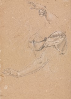 Verona Sketchbook: Female arms and hands with drapery (page 82), 1760. Francesco Lorenzi (Italian,
