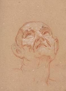 Verona Sketchbook: Male head (page 31), 1760. Francesco Lorenzi (Italian, 1723-1787). Red chalk