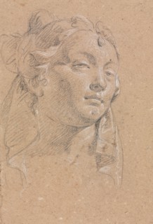 Verona Sketchbook: Head of a woman (page 58), 1760. Francesco Lorenzi (Italian, 1723-1787). Black