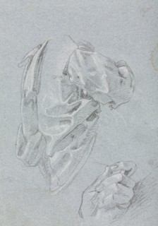 Verona Sketchbook: Drapery study with left hand (page 86), 1760. Francesco Lorenzi (Italian,