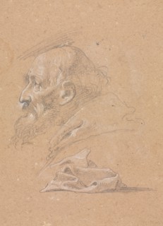 Verona Sketchbook: Monk in profile with drapery (page 87), 1760. Francesco Lorenzi (Italian,