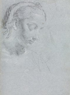 Verona Sketchbook: Head and shoulders of a woman (page 61), 1760. Francesco Lorenzi (Italian,