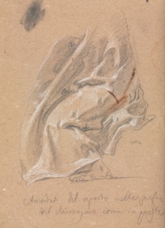 Verona Sketchbook: Drapery study with foot and inscription (page 88) , 1760. Francesco Lorenzi