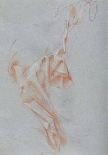Verona Sketchbook: Drapery study (page 38), 1760. Francesco Lorenzi (Italian, 1723-1787). Red chalk