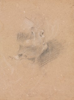 Verona Sketchbook: Female profile (page 65), 1760. Francesco Lorenzi (Italian, 1723-1787). Black
