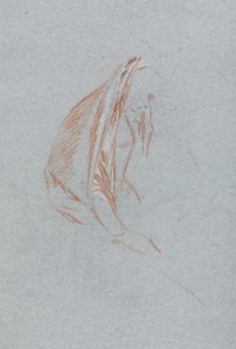Verona Sketchbook: Female figure with cloak (page 40), 1760. Francesco Lorenzi (Italian, 1723-1787)