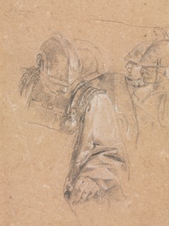 Verona Sketchbook: Soldiers (page 73), 1760. Francesco Lorenzi (Italian, 1723-1787). Black chalk