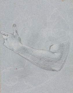 Verona Sketchbook: Left arm and hand (page 47), 1760. Francesco Lorenzi (Italian, 1723-1787). Black