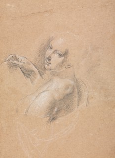 Verona Sketchbook: Female nude looking over left shoulder (page 74), 1760. Francesco Lorenzi