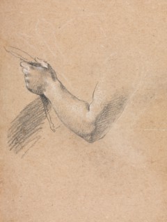Verona Sketchbook: Left arm and hand (page 75), 1760. Francesco Lorenzi (Italian, 1723-1787). Black
