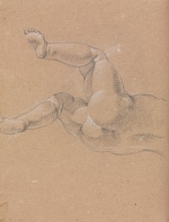 Verona Sketchbook: Putto (lower half of body) (page 24), 1760. Francesco Lorenzi (Italian,