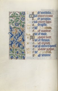Book of Hours (Use of Rouen): fol. 9v, c. 1470. Master of the Geneva Latini (French, active Rouen,