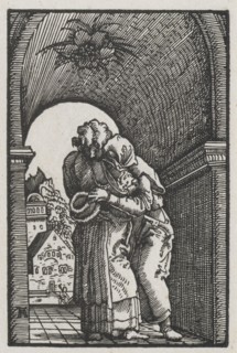 The Fall and Redemption of Man:  The Embrace of Joachim and Anne at the Golden Gate, c. 1513.