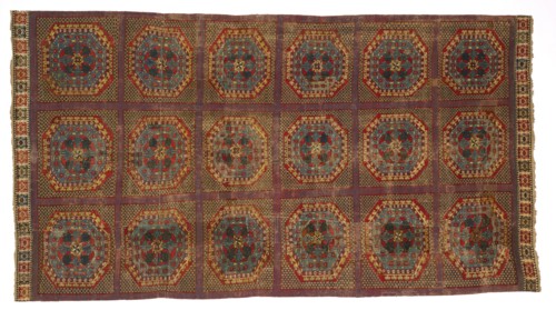 Spanish Carpet with a Turkish Pattern, c. 1450-1500. Spain, Alcaraz?, Mudejar, 15th century. Wool,