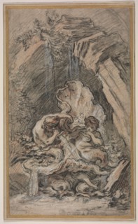 Fountain with Two Tritons Blowing Conch Shells, c. 1736. François Boucher (French, 1703-1770).