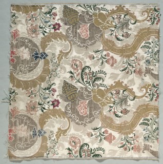 Lengths of Silk Textile, 1700s. Italy, 18th century. Damask, brocaded; silk and metal; overall: 80