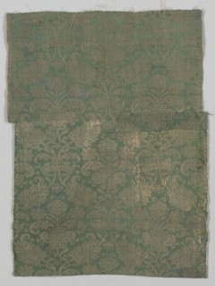 Two Lengths of Textile, 1500s. Italy or Spain, 16th century. Damask, silk; overall: 75 x 56 cm (29